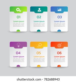 Infographics design template,3D Business concept with 6 steps or options, can be used for workflow layout, diagram, annual report, web design.Creative banner,label vector
