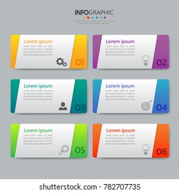 Infographics design template,3D Business concept with 6 steps or options, can be used for workflow layout, diagram, annual report, web design.Creative banner,label vector