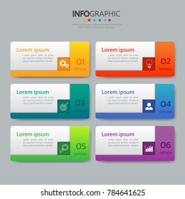 Infographics design template,3D Business concept with 6 steps or options, can be used for workflow layout, diagram, annual report, web design.Creative banner,label vector