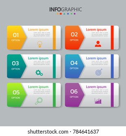 Infographics design template,3D Business concept with 6 steps or options, can be used for workflow layout, diagram, annual report, web design.Creative banner,label vector