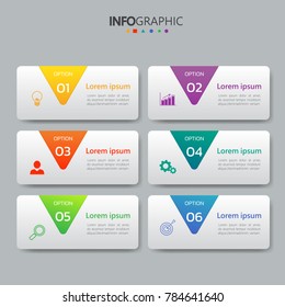 Infographics design template,3D Business concept with 6 steps or options, can be used for workflow layout, diagram, annual report, web design.Creative banner,label vector