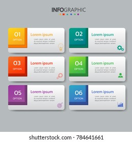 Infographics design template,3D Business concept with 6 steps or options, can be used for workflow layout, diagram, annual report, web design.Creative banner,label vector