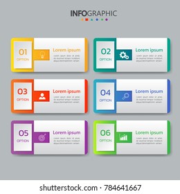 Infographics design template,3D Business concept with 6 steps or options, can be used for workflow layout, diagram, annual report, web design.Creative banner,label vector