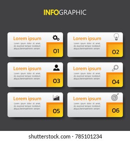 Infographics design template,3D Business concept with 6 steps or options, can be used for workflow layout, diagram, annual report, web design.Creative banner,label vector