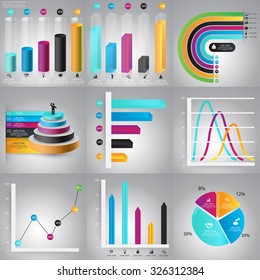 Infographics Design Templates set. Charts, diagrams, vector elements for for Business data and statistics design.
