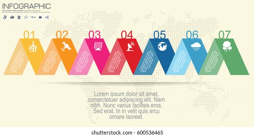 infographics design templates set, seven steps or options, vector eps10 illustration