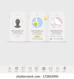 Infographics design UI Elements: Collection of colorful flat kit UI navigation elements with icons for personal portfolio website templates 