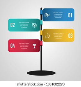 Infographics design vector and business icons with 4 options in direction sign template