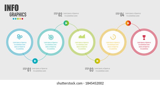 Infographics design vector and business icons with 5 options for presentation, report and website, modern project management template