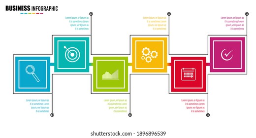 Infographics design vector and business icons with 6 options for presentation and web site	