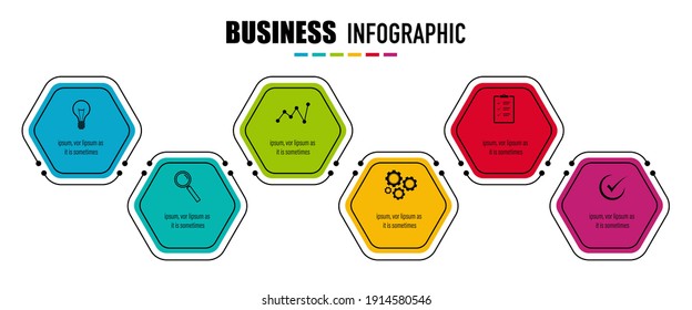 Diseño de infografías vectoriales e íconos de negocios con 6 opciones de presentación y sitio web	