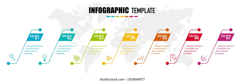 Infographics design vector and business icons with 7 options for presentation and web site	