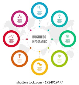 Infographics design vector and business icons with 8 options for presentation and web site	
