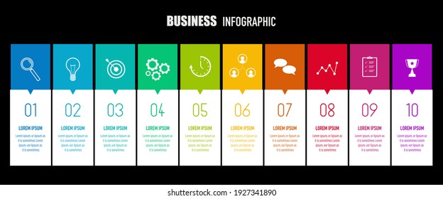 Infographics design vector and business icons with 10 options for presentation and web site	