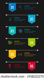 Infographics design vector and business icons with 6 options for presentation and web site	