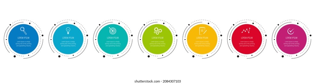 Infographics design vector and business icons with 7 options for presentation and web site	