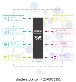 Infographics design vector and business icons with 8 options for presentation and web site	