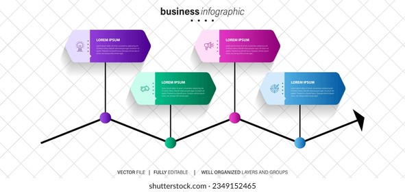 Infographics design vector and business icons with 4 options.
