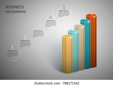 Infographics design vector can be used for workflow layout, diagram, annual report. Business concept with 5 options, steps
