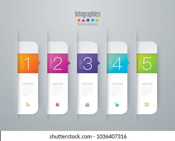 Infographics design vector and marketing icons can be used for workflow layout, diagram, annual report, web design. Business concept with 5 options, steps or processes.