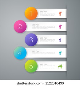 Infographics design vector and marketing icons can be used for workflow layout, diagram, annual report, web design. Business concept with 5 options, steps or processes.