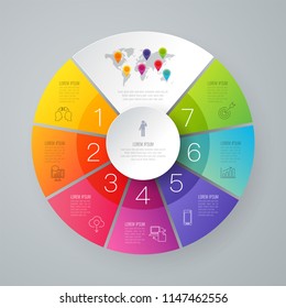 Infographics design vector and marketing icons can be used for workflow layout, diagram, annual report, web design. Business concept with 7 options, steps or processes.