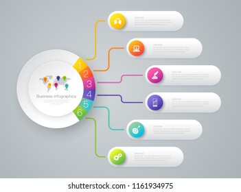 Infographics design vector and marketing icons can be used for workflow layout, diagram, annual report, web design. Business concept with 6 options, steps or processes.