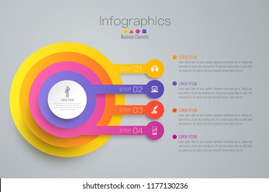 Infographics design vector and marketing icons can be used for workflow layout, diagram, annual report, web design. Business concept with 4 options, steps or processes.