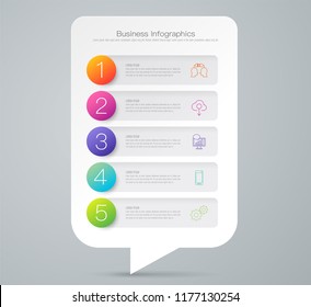 Infographics design vector and marketing icons can be used for workflow layout, diagram, annual report, web design. Business concept with 5 options, steps or processes.