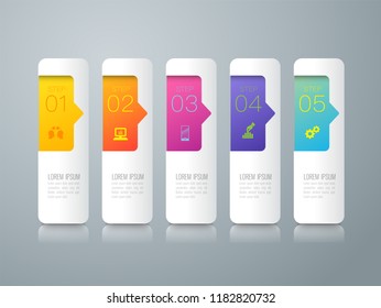 Infographics design vector and marketing icons can be used for workflow layout, diagram, annual report, web design. Business concept with 5 options, steps or processes.