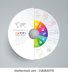 Infographics design vector and marketing icons can be used for workflow layout, diagram, annual report, web design. Business concept with 7 options, steps or processes.