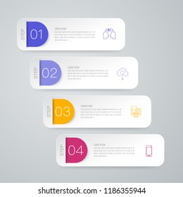 Infographics design vector and marketing icons can be used for workflow layout, diagram, annual report, web design. Business concept with 4 options, steps or processes.