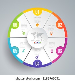 Infographics design vector and marketing icons can be used for workflow layout, diagram, annual report, web design. Business concept with 6 options, steps or processes.