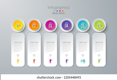 Infographics design vector and marketing icons can be used for workflow layout, diagram, annual report, web design. Business concept with 6 options, steps or processes.
