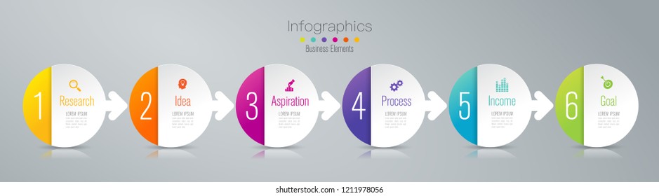 Infographics design vector and marketing icons can be used for workflow layout, diagram, annual report, web design. Business concept with 6 options, steps or processes.