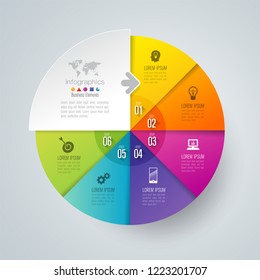 Infographics design vector and marketing icons can be used for workflow layout, diagram, annual report, web design. Business concept with 6 options, steps or processes.