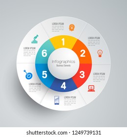 Infographics design vector and marketing icons can be used for workflow layout, diagram, annual report, web design. Business concept with 6 options, steps or processes.