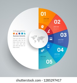 Infographics design vector and marketing icons can be used for workflow layout, diagram, annual report, web design. Business concept with 5 options, steps or processes.