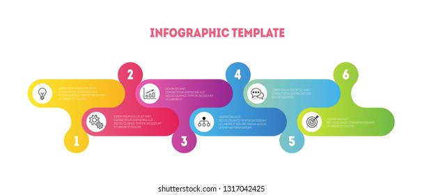 Infographics design vector and marketing icons can be used for topics like economics, finances, workflow, web design. Business concept with 6 options, steps or processes.