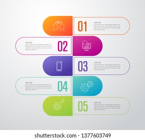 Infographics design vector and marketing icons can be used for workflow layout, diagram, annual report, web design. Business concept with 5 options, steps or processes.