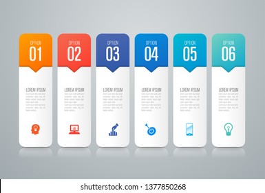 Infographics design vector and marketing icons can be used for workflow layout, diagram, annual report, web design. Business concept with 6 options, steps or processes.