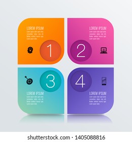 Infographics design vector and marketing icons can be used for workflow layout, diagram, annual report, web design. Business concept with 4 options, steps or processes.