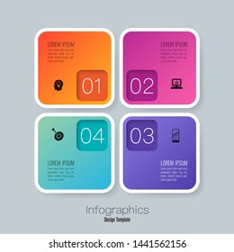 Infographics design vector and marketing icons can be used for workflow layout, diagram, annual report, web design. Business concept with 4 options, steps or processes.