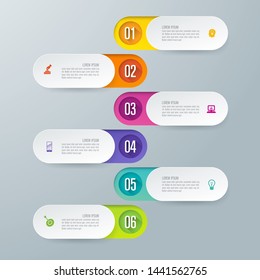 Infographics design vector and marketing icons can be used for workflow layout, diagram, annual report, web design. Business concept with 6 options, steps or processes.