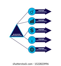 Infographics design vector and marketing icons can be used for workflow layout, diagram, annual report, web design. Business concept with 5 options, steps or processes.
