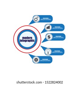 Infographics design vector and marketing icons can be used for workflow layout, diagram, annual report, web design. Business concept with 5 options, steps or processes.
