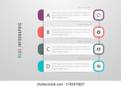 Infographics design vector and marketing icons can be used for workflow layout, diagram, annual report, web design. Business concept with 4 options, steps or processes.