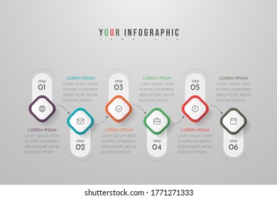 Infographics design vector and marketing icons can be used for workflow layout, diagram, annual report, web design. Business concept with 6 options, steps or processes.