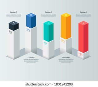 Infographics design vector and marketing icons can be used for workflow layout, web design. Business concept with 5 options, steps.