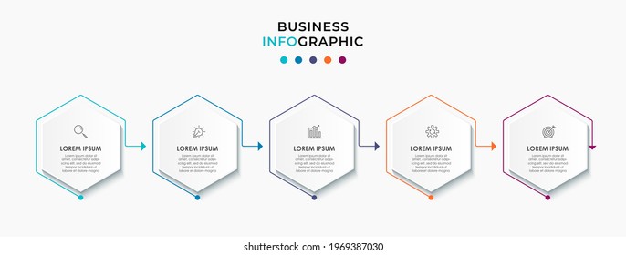 Infographics design vector and marketing icons can be used for workflow layout, diagram, annual report, web design. Business concept with 5 options, steps or processes.